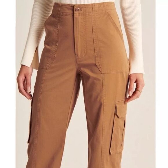 Abercrombie & Fitch Relaxed Cargo Pant 100% Cotton Brown Size 14 32 Waist - Picture 14 of 16